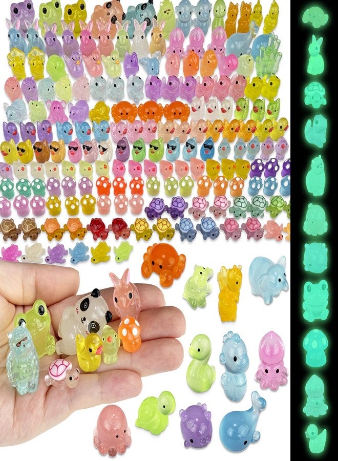 Piemow 160 Pcs Mini Resin Animals Kit - Luminous Tiny Resin Animals Figurines Accessories Gifts for Aquarium Fairy Garden Bonsai Decor - Image 1